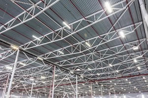 LED lighting fixtures in a warehouse